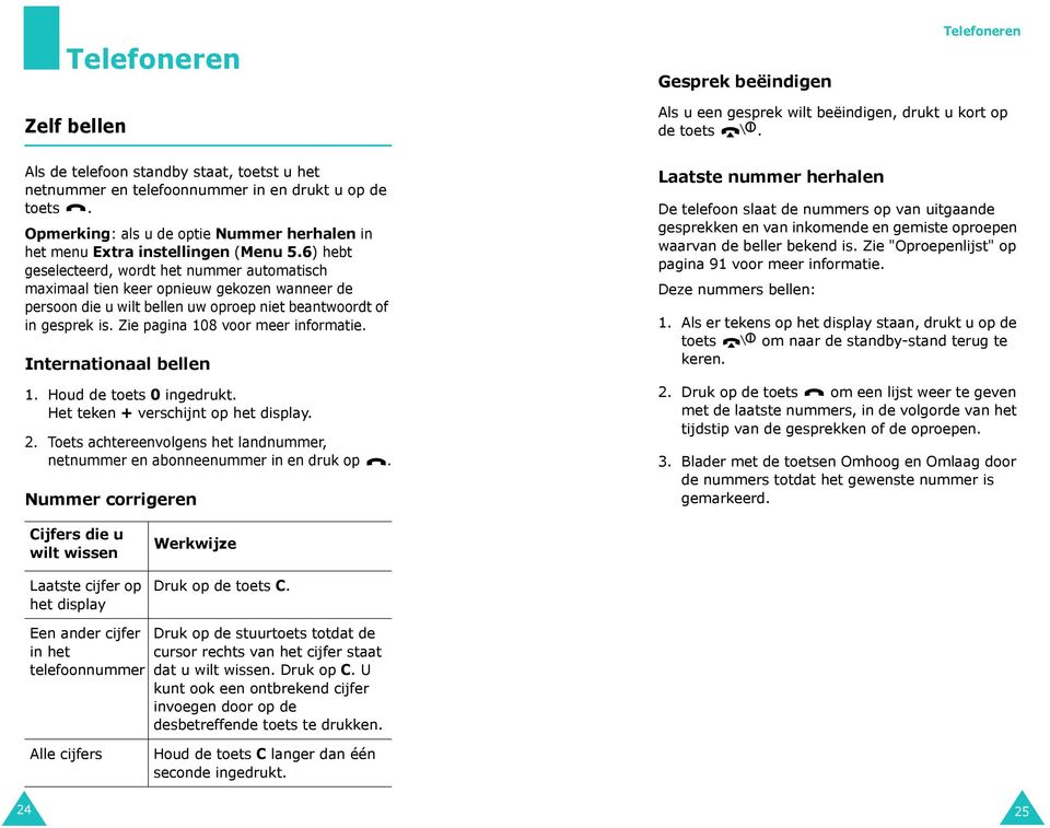 6) hebt geselecteerd, wordt het nummer automatisch maximaal tien keer opnieuw gekozen wanneer de persoon die u wilt bellen uw oproep niet beantwoordt of in gesprek is.