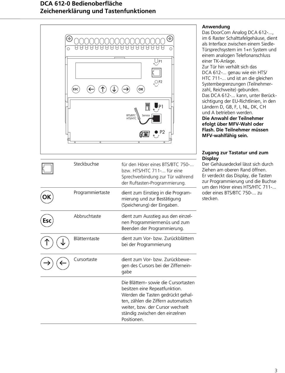 .. genau wie ein HTS/ HTC 711-... und ist an die gleichen Systembegrenzungen (Teilnehmerzahl, Reichweite) gebunden. Das DCA 612-.