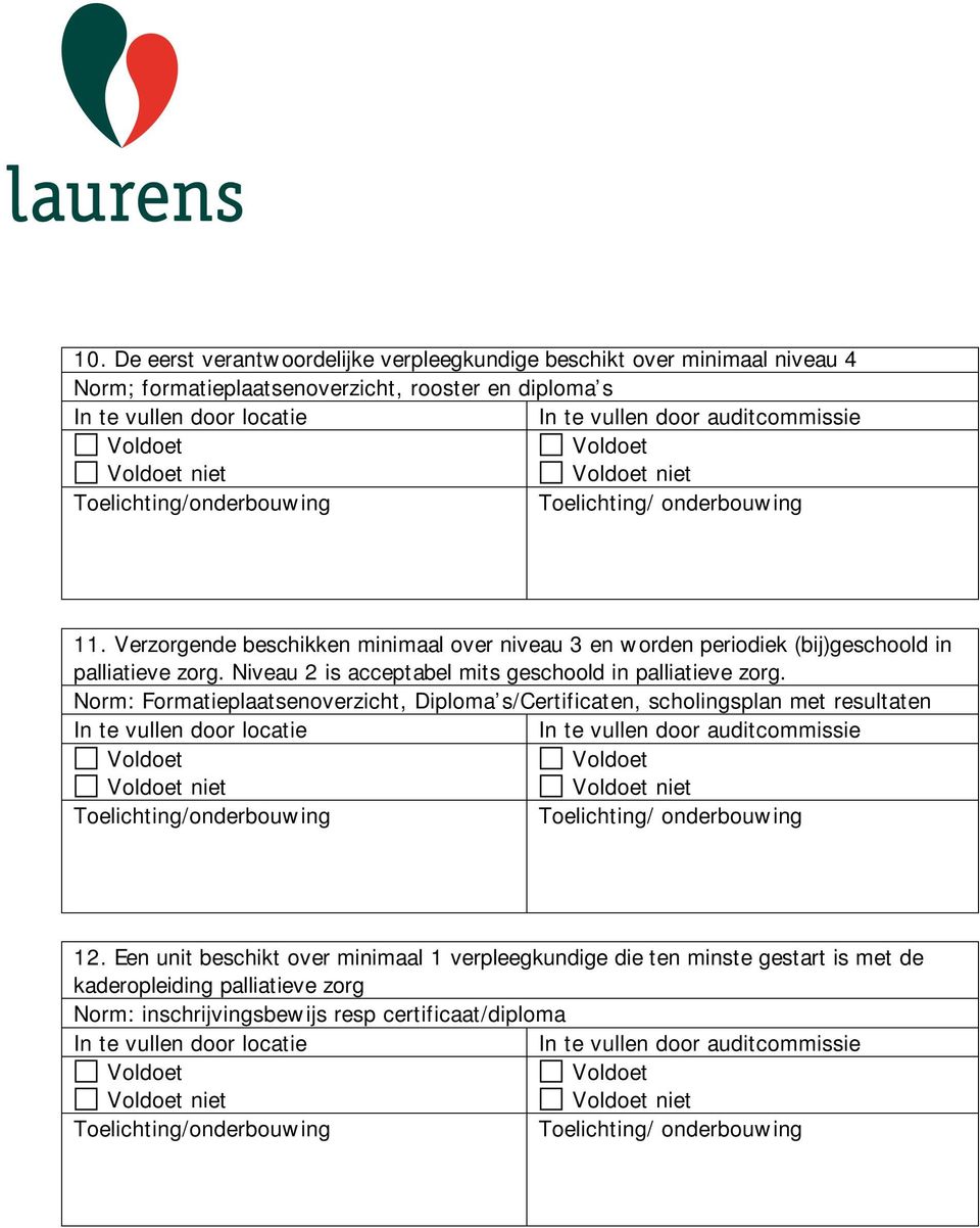 Niveau 2 is acceptabel mits geschoold in palliatieve zorg.