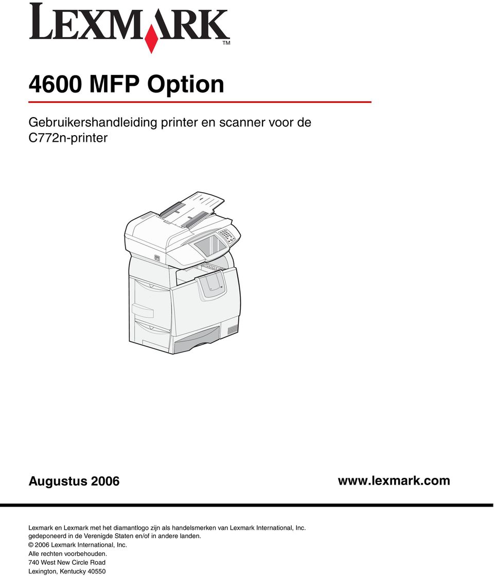 com Lexmark en Lexmark met het diamantlogo zijn als handelsmerken van Lexmark International,