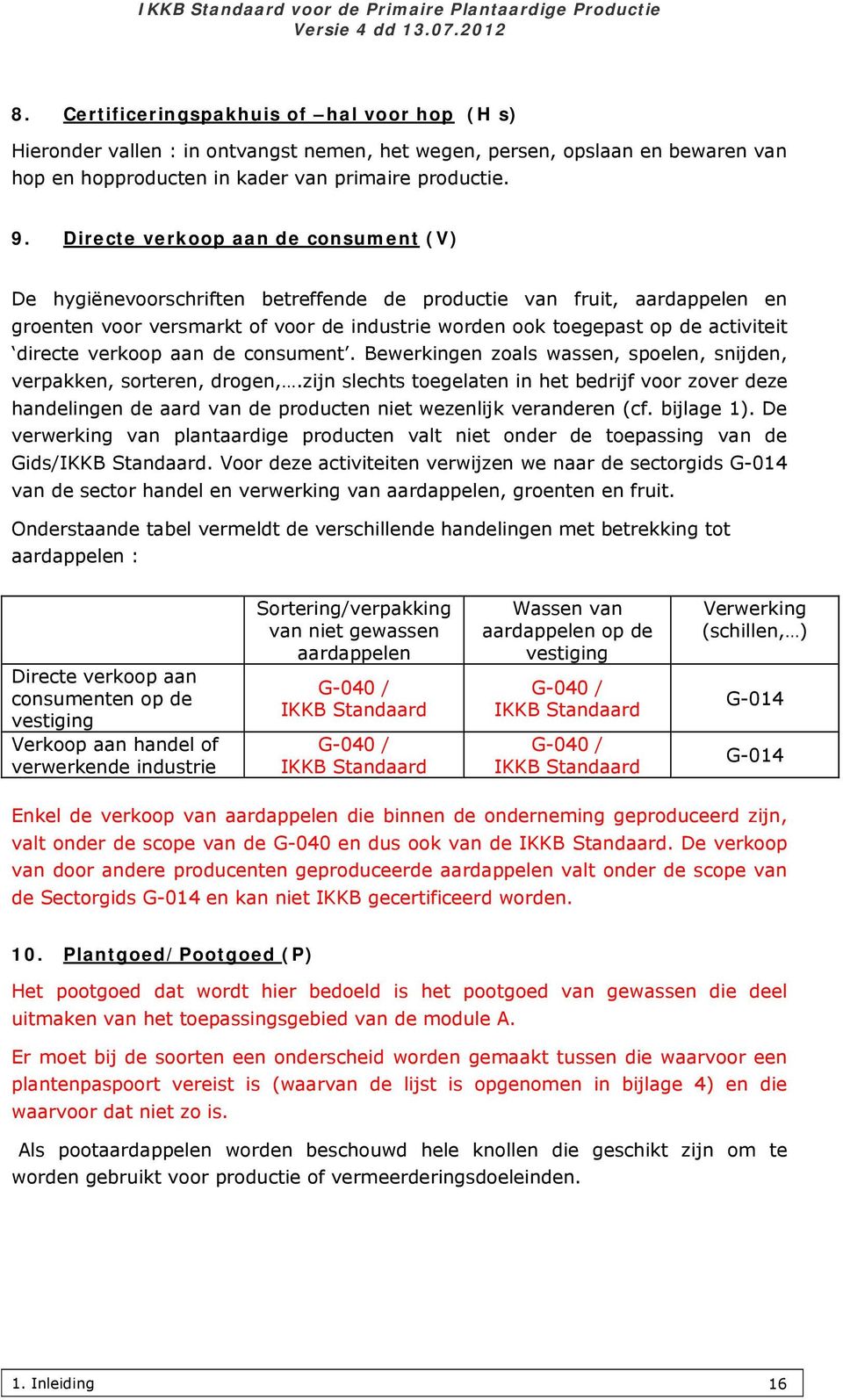 directe verkoop aan de consument. Bewerkingen zoals wassen, spoelen, snijden, verpakken, sorteren, drogen,.