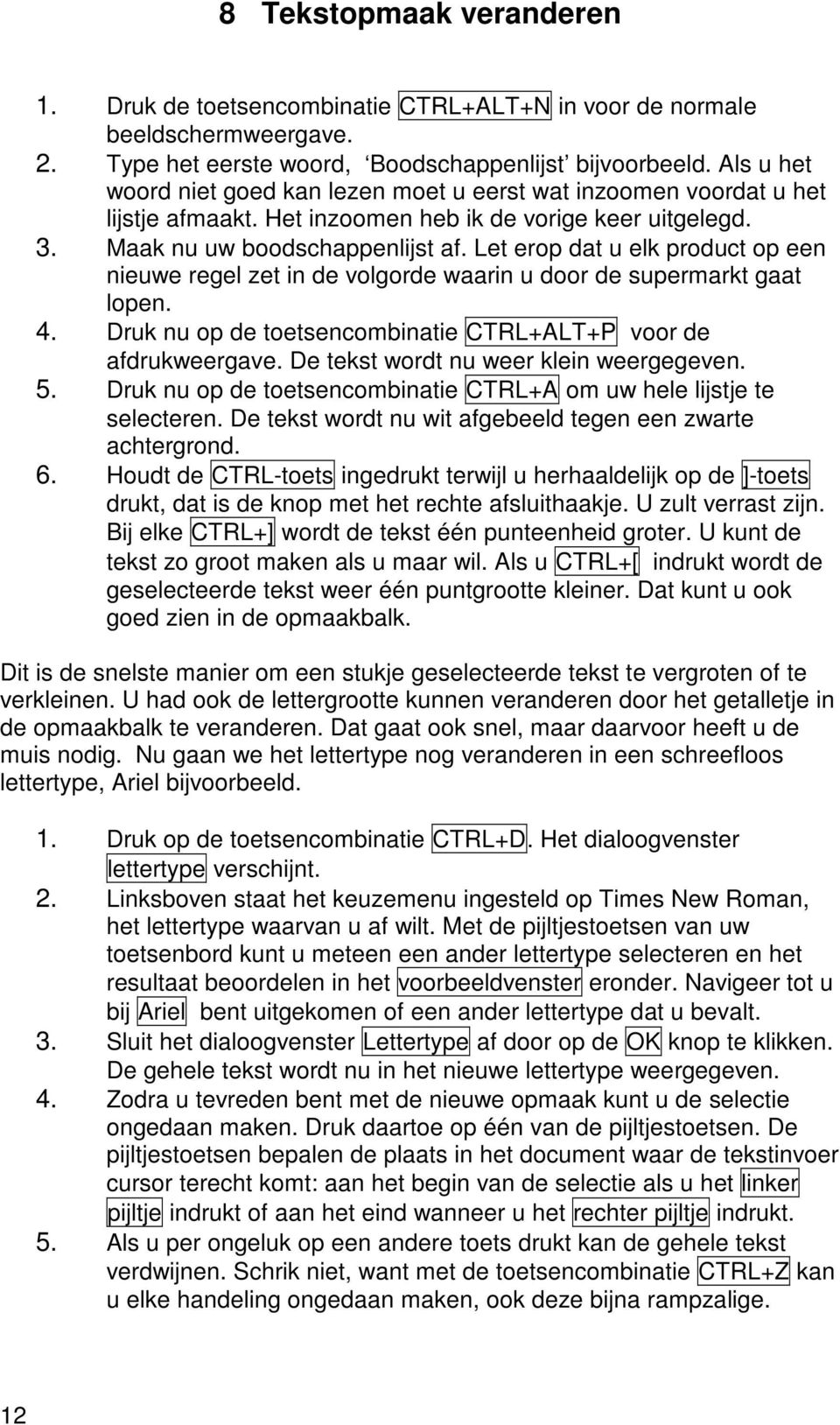 Let erop dat u elk product op een nieuwe regel zet in de volgorde waarin u door de supermarkt gaat lopen. 4. Druk nu op de toetsencombinatie CTRL+ALT+P voor de afdrukweergave.