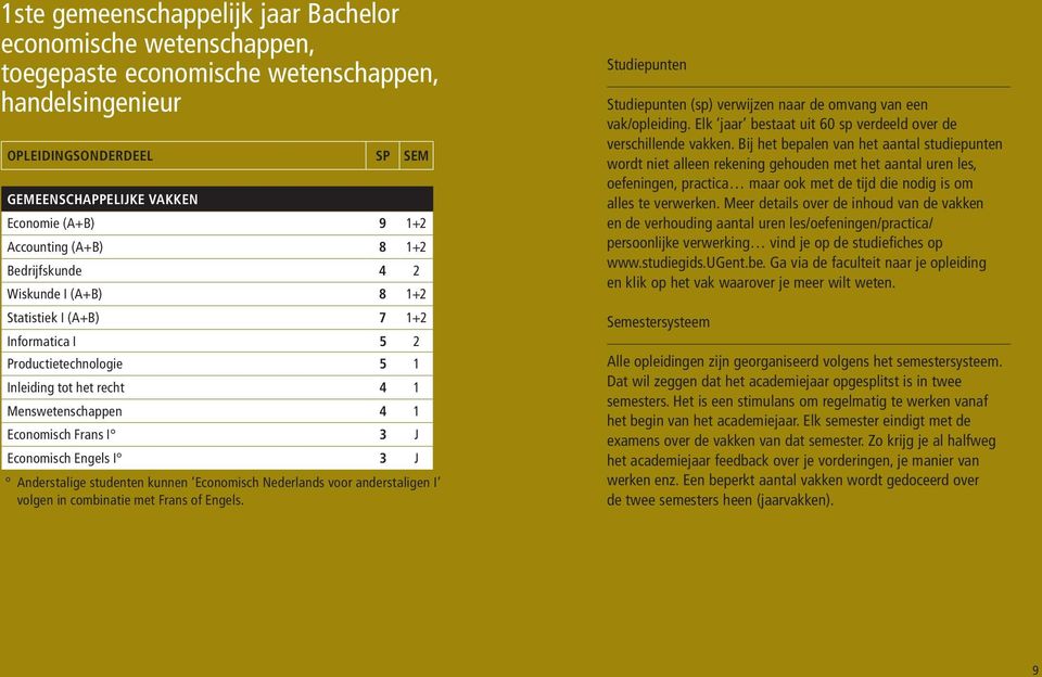 I 3 J Economisch Engels I 3 J Anderstalige studenten kunnen Economisch Nederlands voor anderstaligen I volgen in combinatie met Frans of Engels.