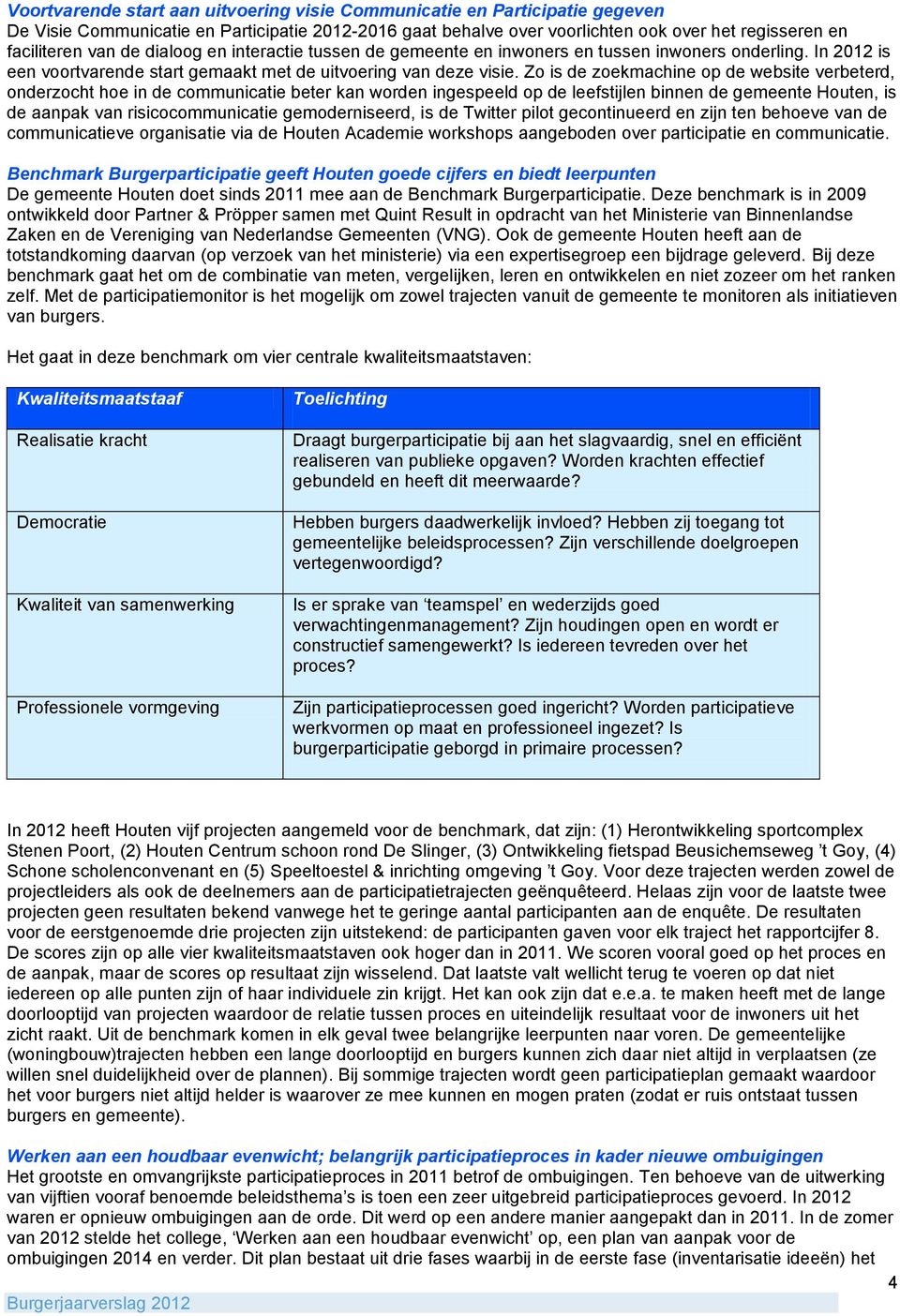 Zo is de zoekmachine op de website verbeterd, onderzocht hoe in de communicatie beter kan worden ingespeeld op de leefstijlen binnen de gemeente Houten, is de aanpak van risicocommunicatie