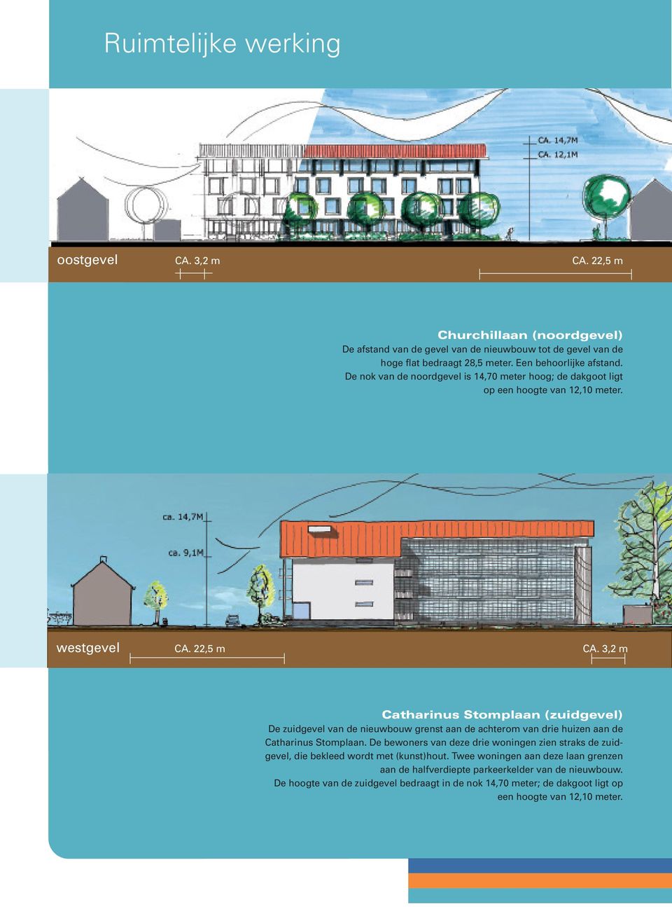 3,2 m Catharinus Stomplaan (zuidgevel) De zuidgevel van de nieuwbouw grenst aan de achterom van drie huizen aan de Catharinus Stomplaan.