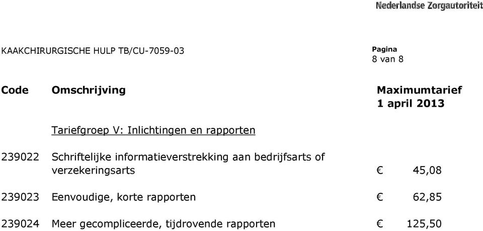 informatieverstrekking aan bedrijfsarts of verzekeringsarts 45,08