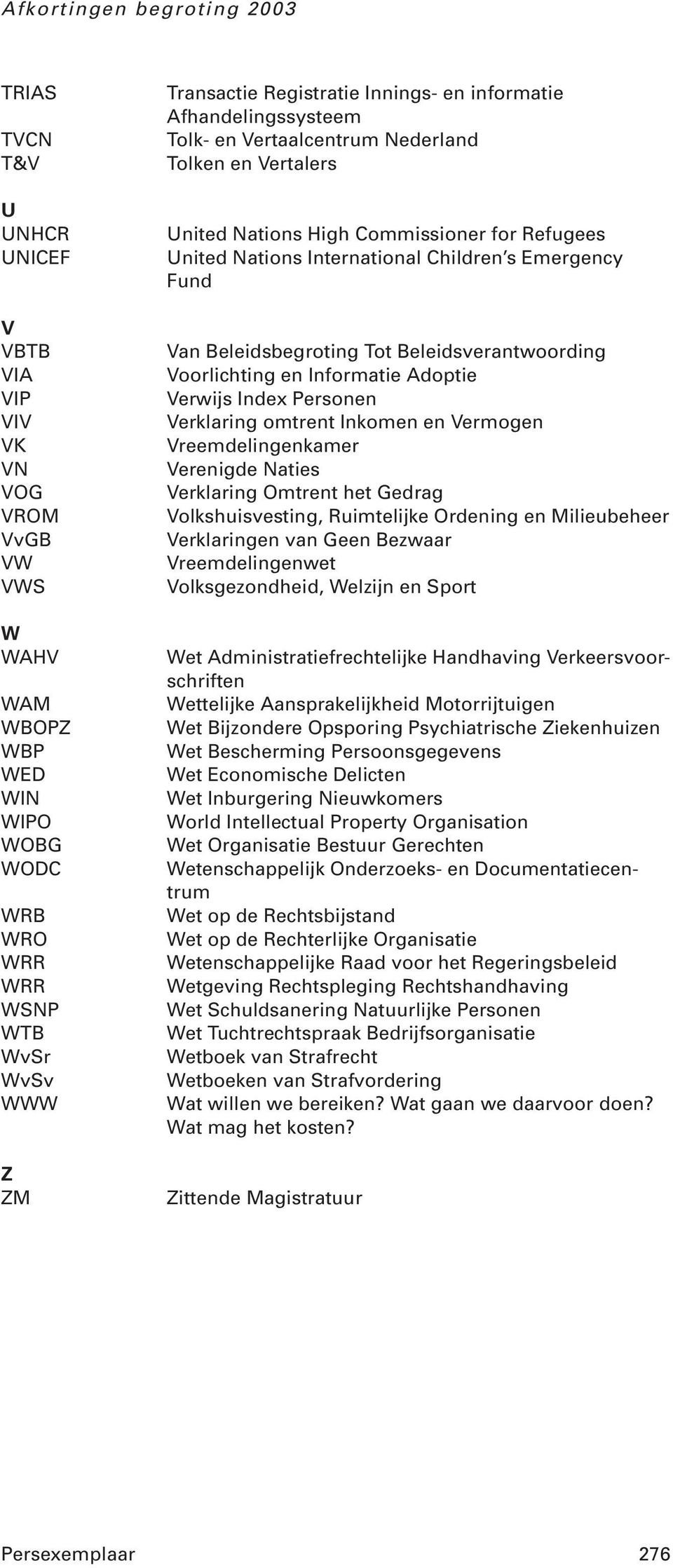 Beleidsbegroting Tot Beleidsverantwoording Voorlichting en Informatie Adoptie Verwijs Index Personen Verklaring omtrent Inkomen en Vermogen Vreemdelingenkamer Verenigde Naties Verklaring Omtrent het