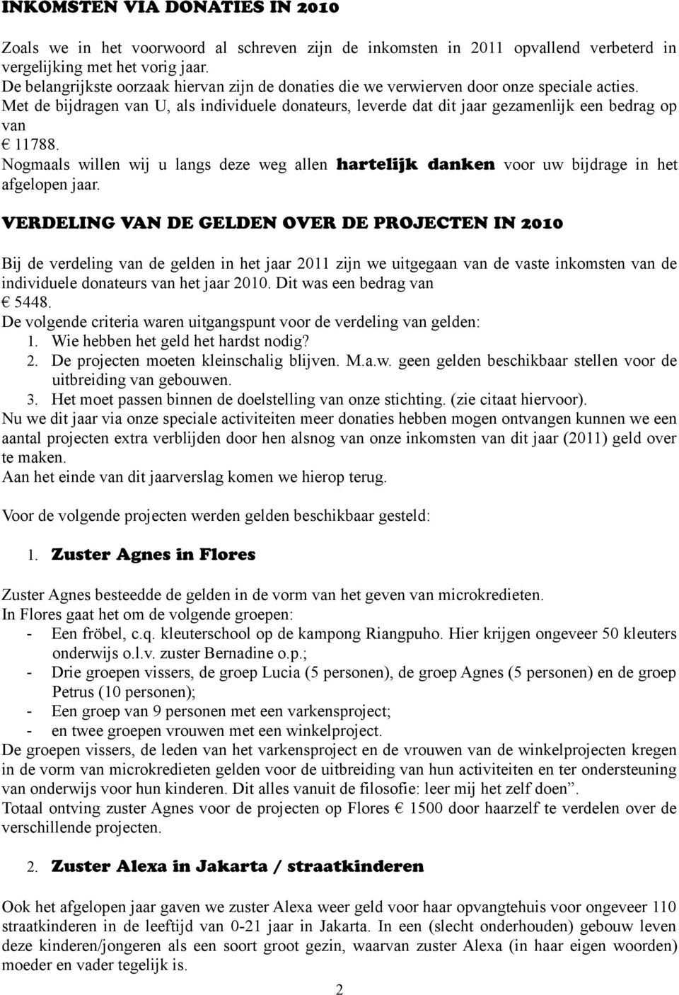 Met de bijdragen van U, als individuele donateurs, leverde dat dit jaar gezamenlijk een bedrag op van 11788.