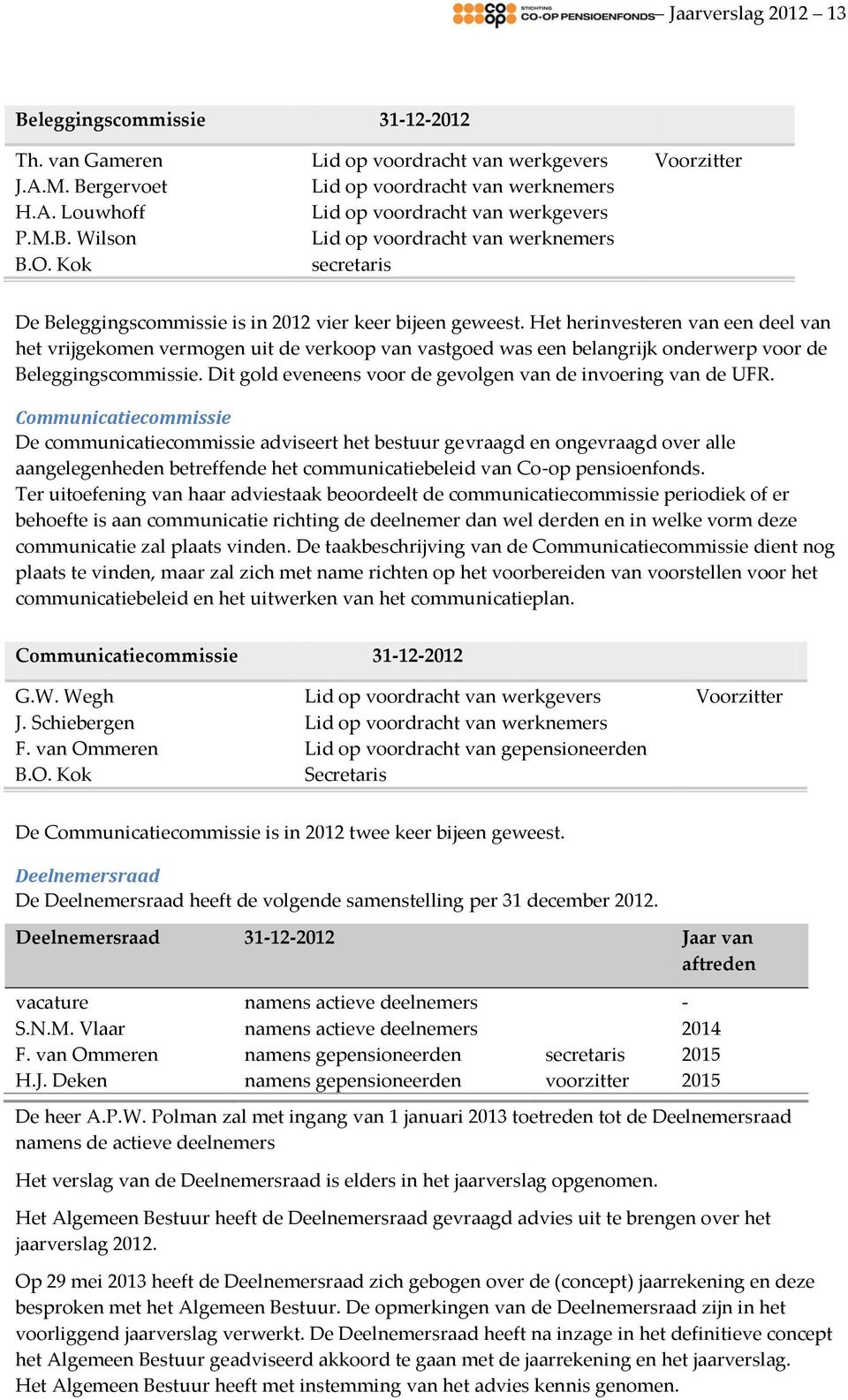 Het herinvesteren van een deel van het vrijgekomen vermogen uit de verkoop van vastgoed was een belangrijk onderwerp voor de Beleggingscommissie.