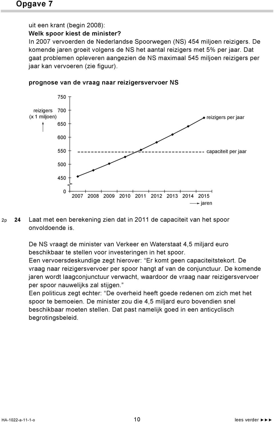 prognose van de vraag naar reizigersvervoer NS 750 reizigers 700 (x 1 miljoen) 650 reizigers per jaar 600 550 capaciteit per jaar 500 450 0 2007 2008 2009 2010 2011 2012 2013 2014 2015 jaren 2p 24