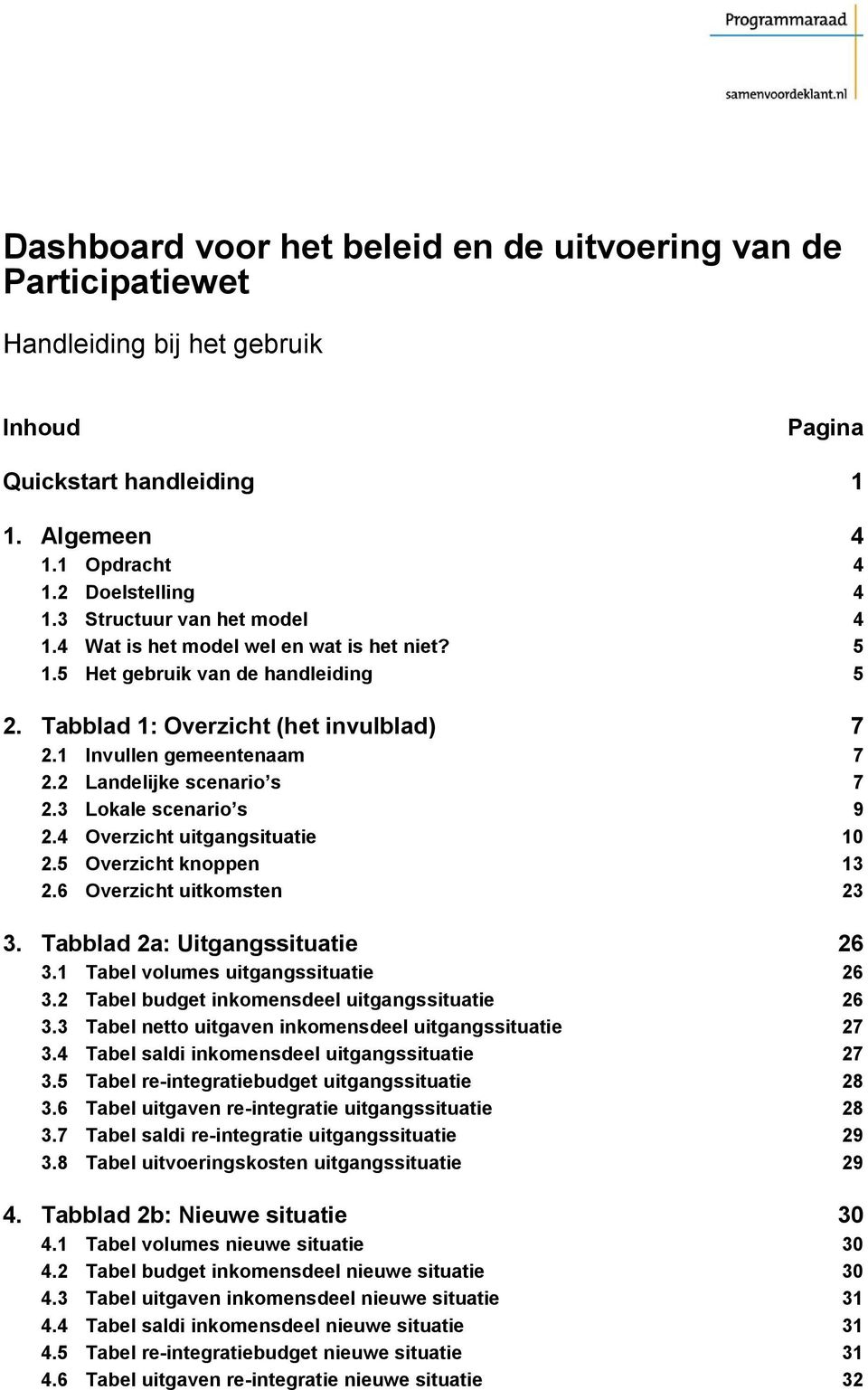 2 Landelijke scenario s 7 2.3 Lokale scenario s 9 2.4 Overzicht uitgangsituatie 10 2.5 Overzicht knoppen 13 2.6 Overzicht uitkomsten 23 3. Tabblad 2a: Uitgangssituatie 26 3.