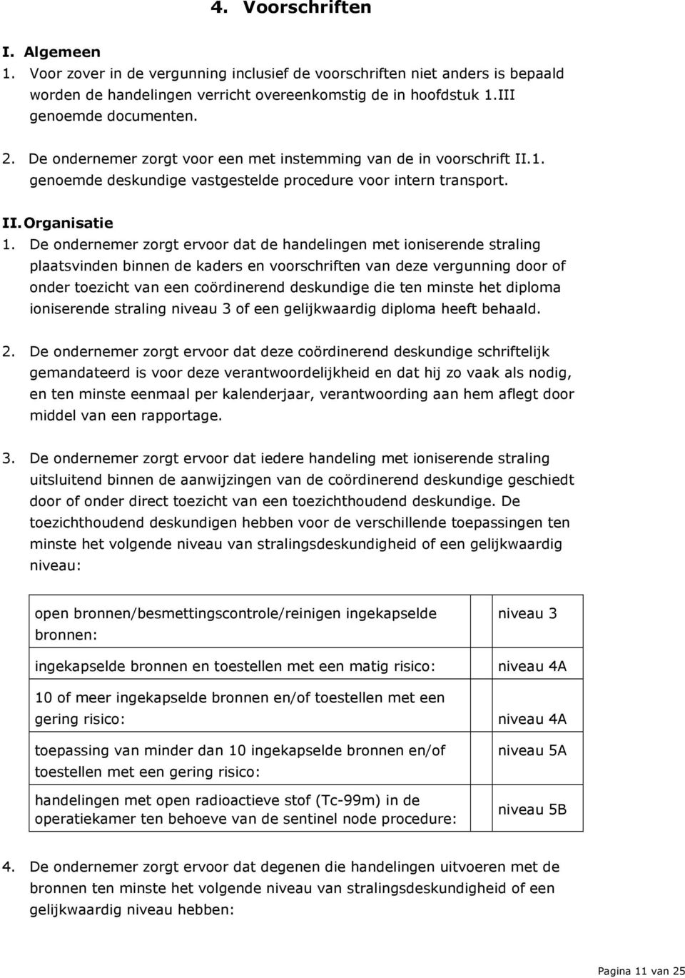 De ondernemer zorgt ervoor dat de handelingen met ioniserende straling plaatsvinden binnen de kaders en voorschriften van deze vergunning door of onder toezicht van een coördinerend deskundige die