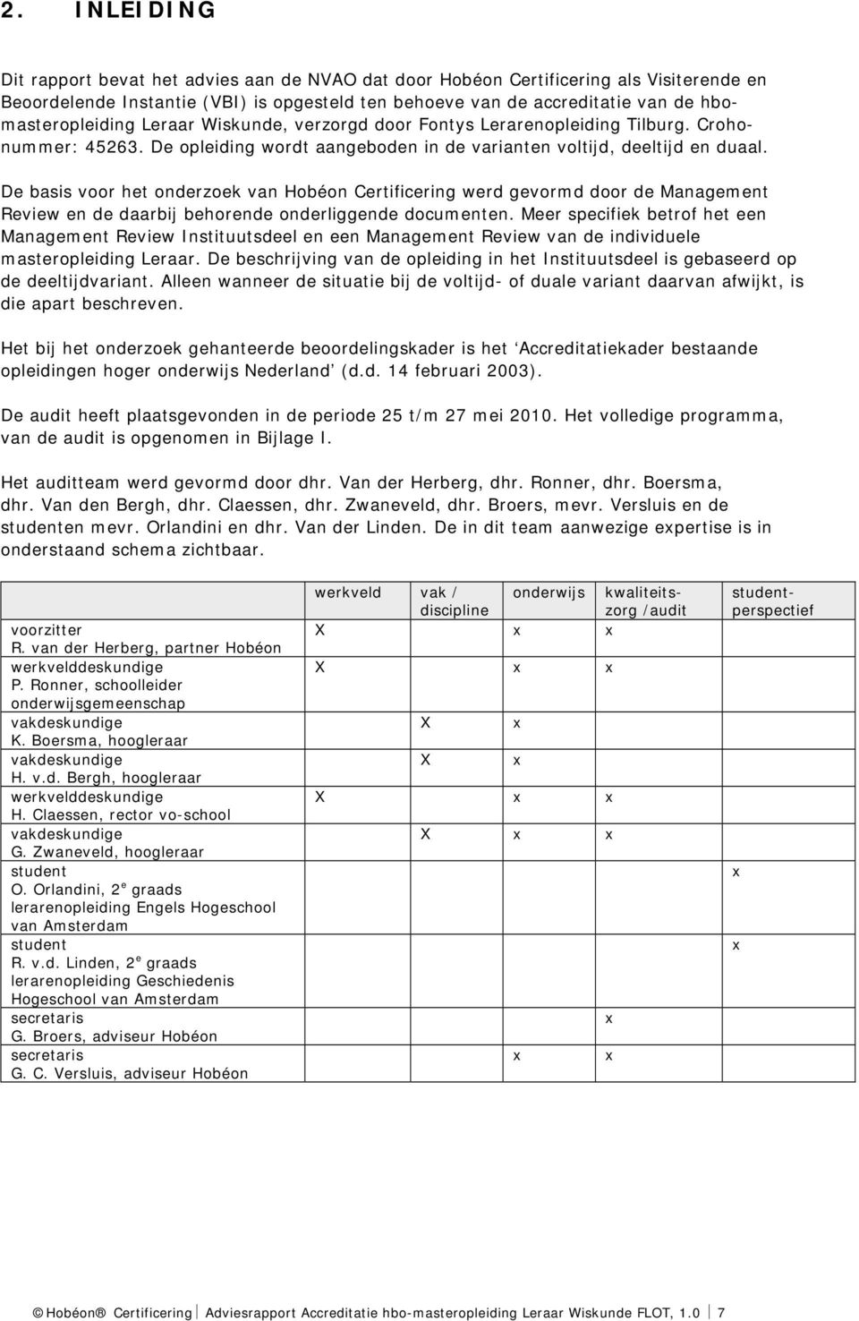 De basis voor het onderzoek van Hobéon Certificering werd gevormd door de Management Review en de daarbij behorende onderliggende documenten.