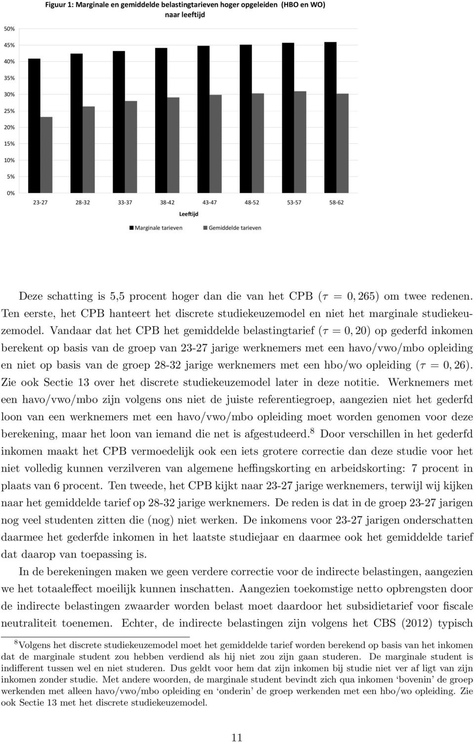 Ten eerste, het CPB hanteert het discrete studiekeuzemodel en niet het marginale studiekeuzemodel.