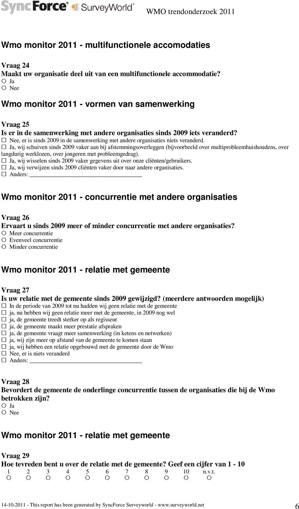 Nee, er is sinds 2009 in de samenwerking met andere organisaties niets veranderd.