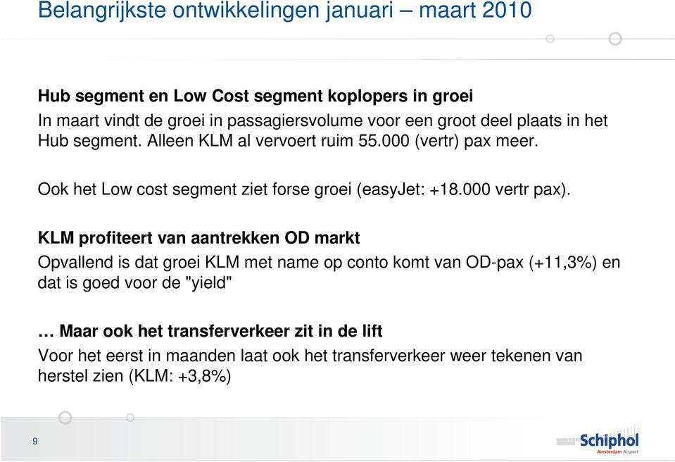 Ook het Low cost segment ziet forse groei (easyjet: +18.000 vertr pax).