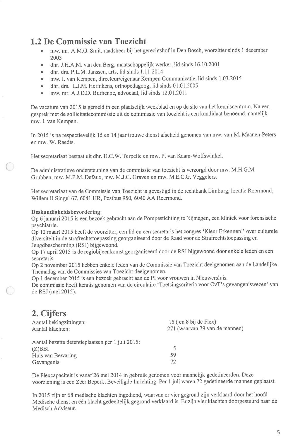 mr. A.J.D.D. Burhenne, advocaat, lid sinds 12.01.2011 De vacature van 2015 is gemeld in een plaatselijk weekblad en op de site van het kenniscentrum.