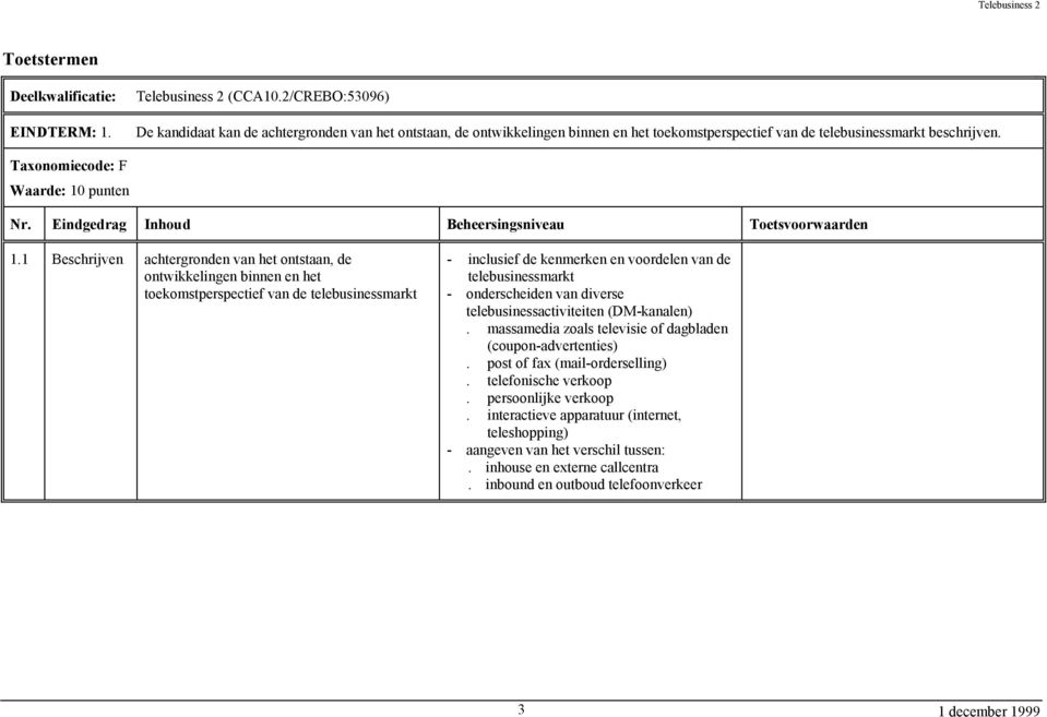 1 Beschrijven achtergronden van het ontstaan, de ontwikkelingen binnen en het toekomstperspectief van de telebusinessmarkt - inclusief de kenmerken en voordelen van de