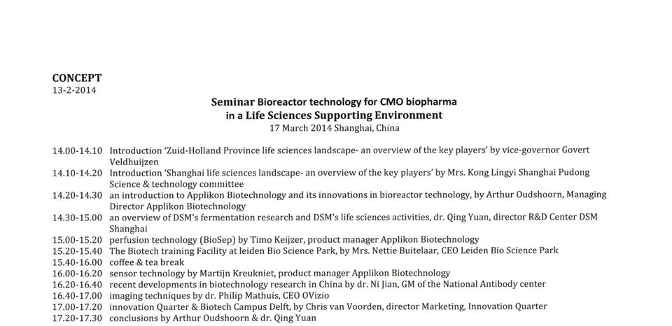 20 Introduction 'Shanghai life sciences landscape- an overview of the key players' by Mrs. Kong Lingyi Shanghai Pudong Science & technology committee 14.20-14.