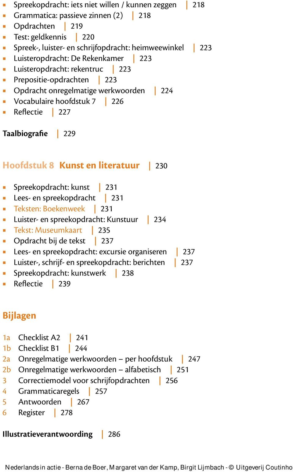 literatuur 230 Spreekopdracht: kunst 231 Lees- en spreekopdracht 231 Teksten: Boekenweek 231 Luister- en spreekopdracht: Kunstuur 234 Tekst: Museumkaart 235 Opdracht bij de tekst 237 Lees- en