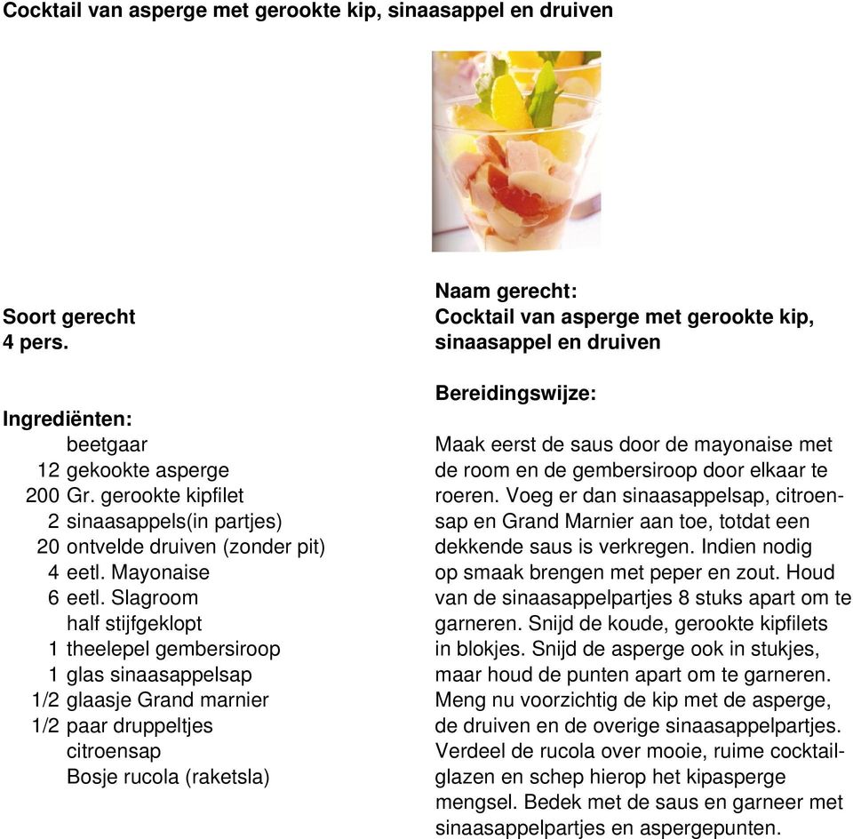 Voeg er dan sinaasappelsap, citroen- 2 sinaasappels(in partjes) sap en Grand Marnier aan toe, totdat een 20 ontvelde druiven (zonder pit) dekkende saus is verkregen. Indien nodig 4 eetl.