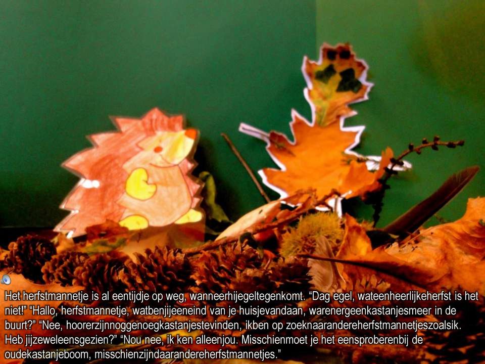 Nee, hoorerzijnnoggenoegkastanjestevinden, ikben op zoeknaarandereherfstmannetjeszoalsik. Heb jijzeweleensgezien?