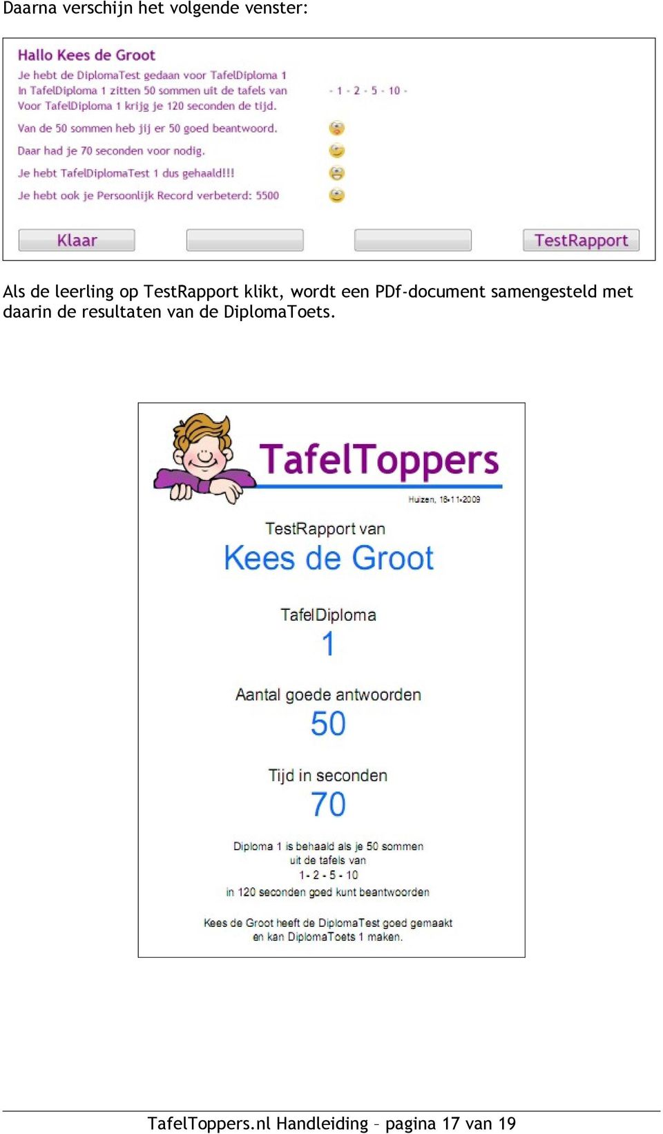 PDf-document samengesteld met daarin de resultaten