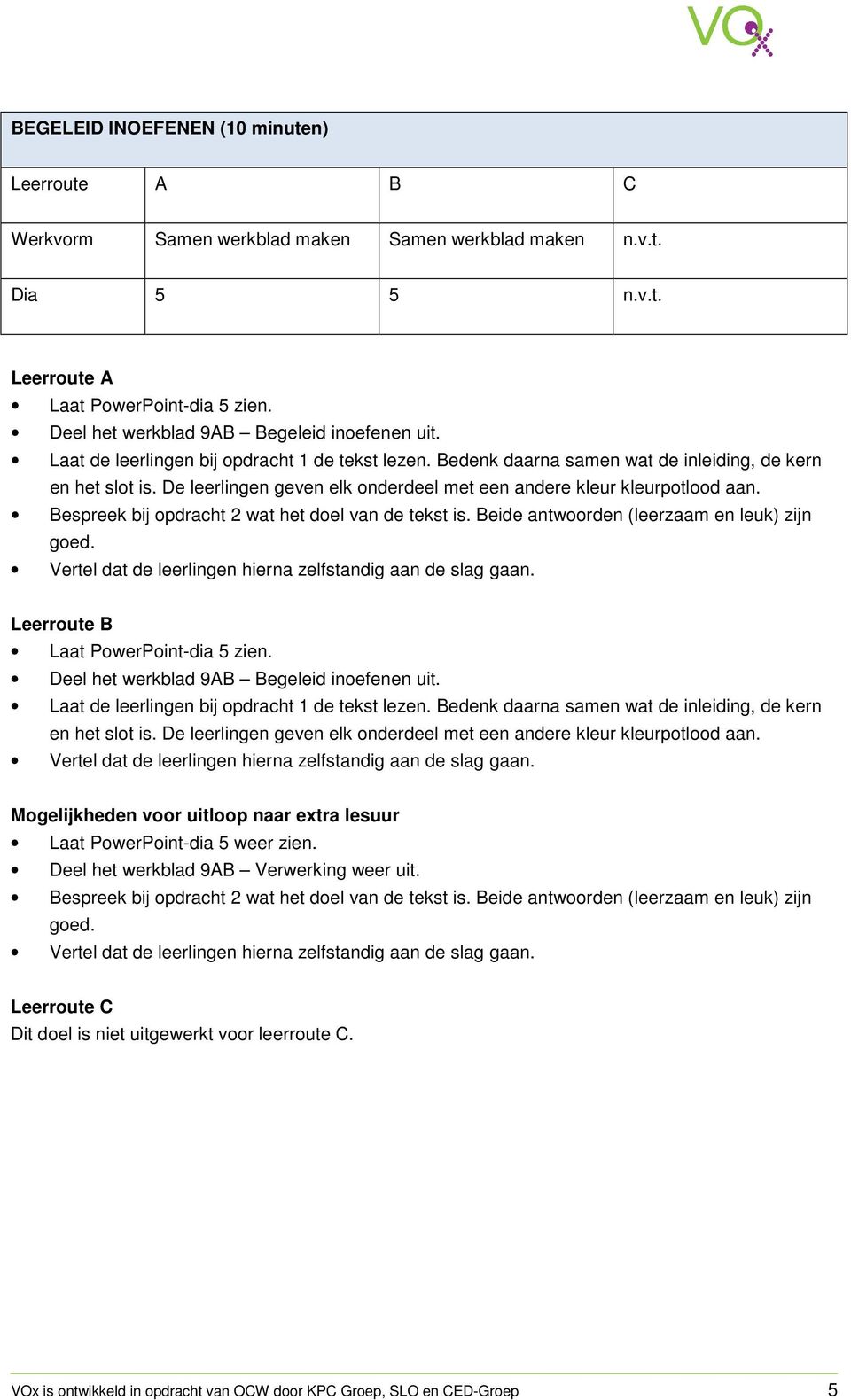 Bespreek bij opdracht 2 wat het doel van de tekst is. Beide antwoorden (leerzaam en leuk) zijn goed. Vertel dat de leerlingen hierna zelfstandig aan de slag gaan.