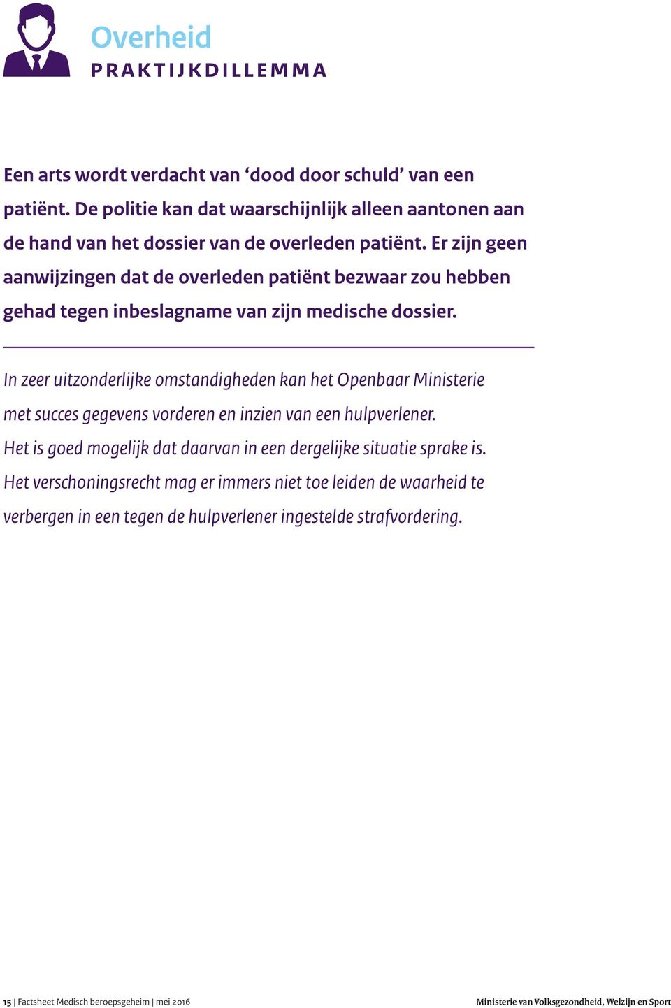 Er zijn geen aanwijzingen dat de overleden patiënt bezwaar zou hebben gehad tegen inbeslagname van zijn medische dossier.