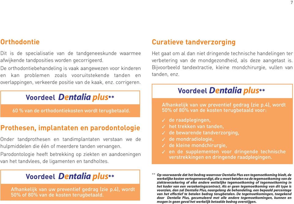 Voordeel Dentalia plus** 60 % van de orthodontiekosten wordt terugbetaald.