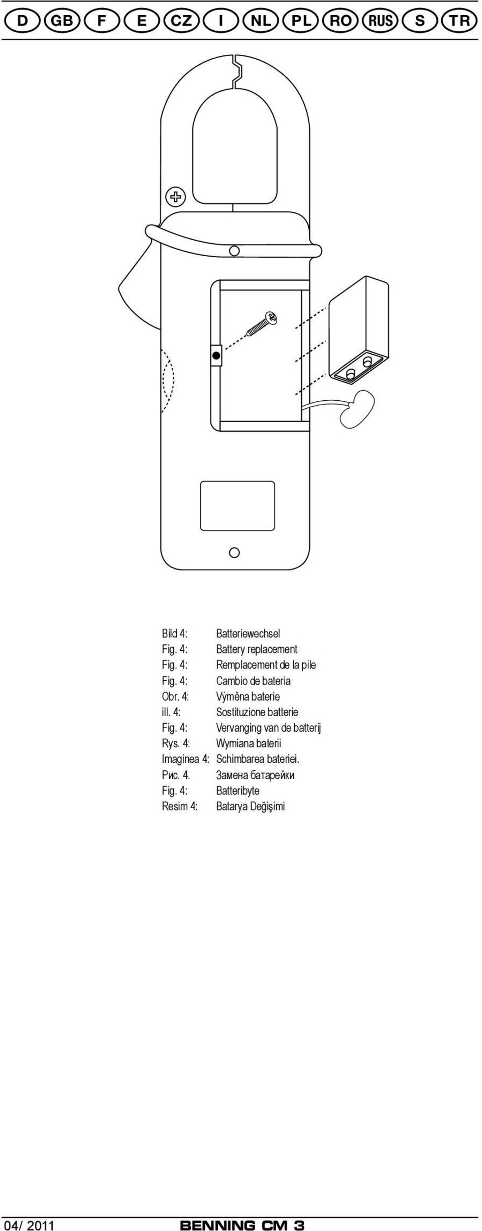 4: Sostituzione batterie Fig. 4: Vervanging van de batterij Rys.