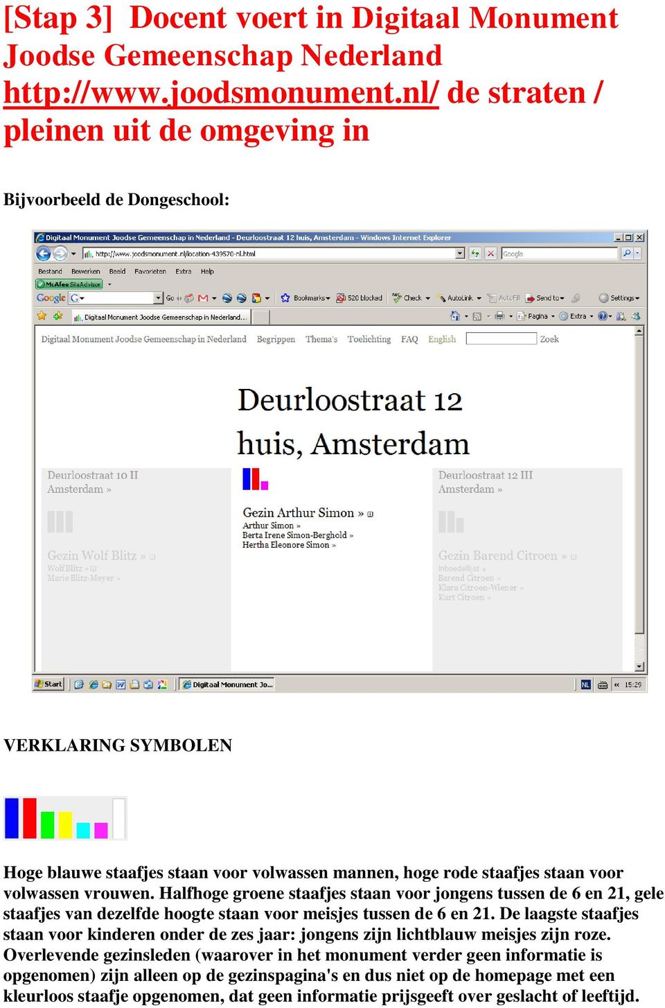 Halfhoge groene staafjes staan voor jongens tussen de 6 en 21, gele staafjes van dezelfde hoogte staan voor meisjes tussen de 6 en 21.