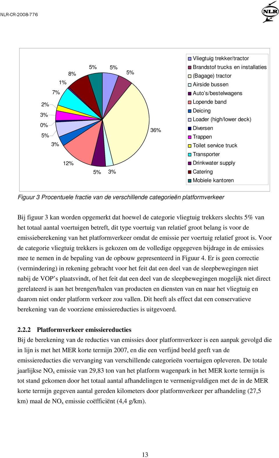 worden opgemerkt dat hoewel de categorie vliegtuig trekkers slechts 5% van het totaal aantal voertuigen betreft, dit type voertuig van relatief groot belang is voor de emissieberekening van het