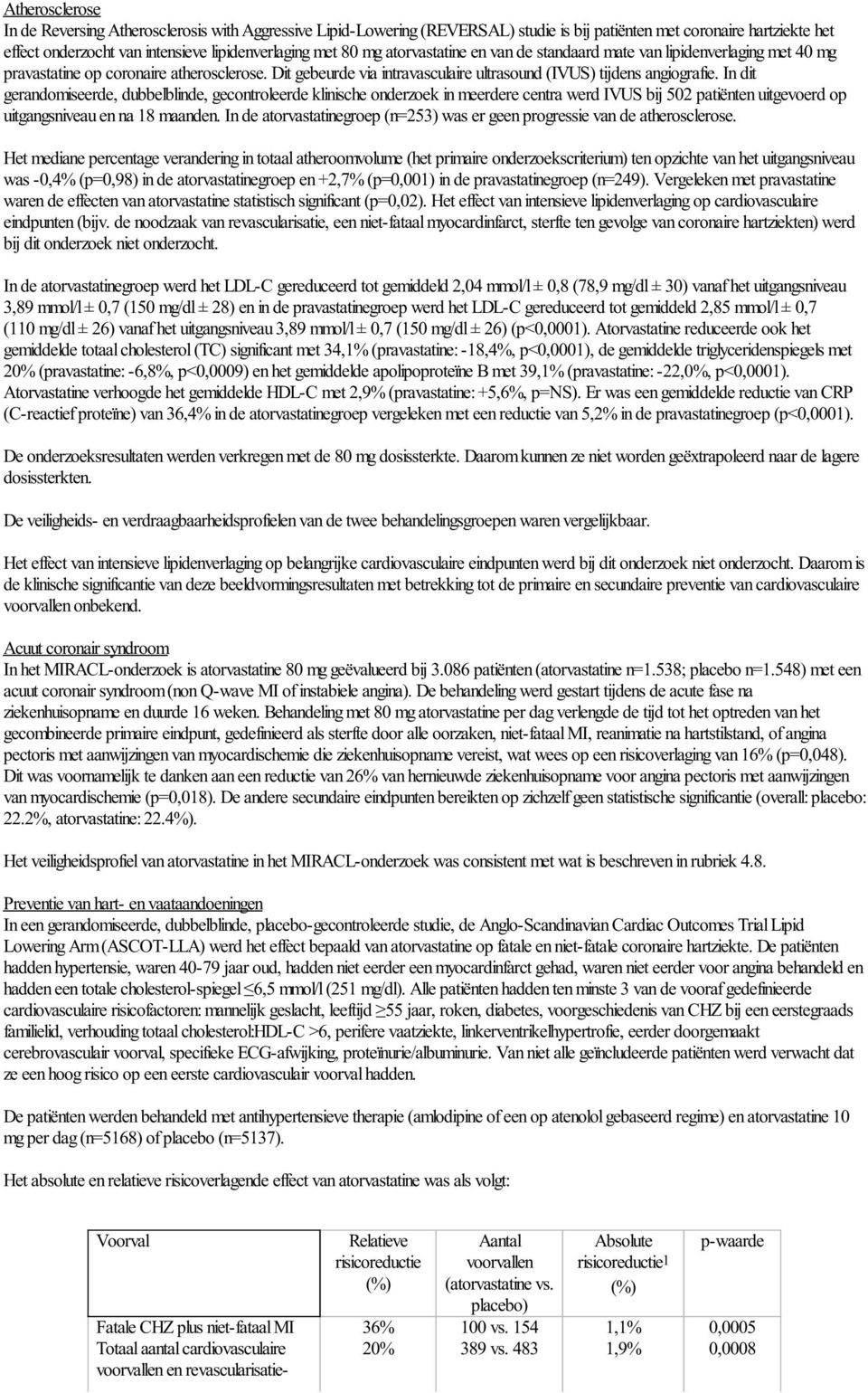 In dit gerandomiseerde, dubbelblinde, gecontroleerde klinische onderzoek in meerdere centra werd IVUS bij 502 patiënten uitgevoerd op uitgangsniveau en na 18 maanden.