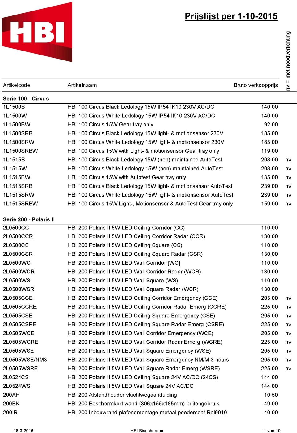 Ledology 15W light- & motionsensor 230V HBI 100 Circus 15W with Light- & motionsensor Gear tray only HBI 100 Circus Black Ledology 15W (non) maintained AutoTest HBI 100 Circus White Ledology 15W