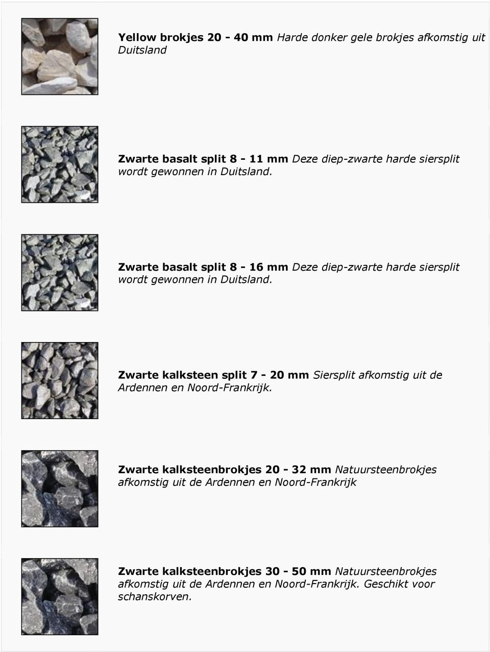 Zwarte kalksteen split 7-20 mm Siersplit afkomstig uit de Ardennen en Noord-Frankrijk.