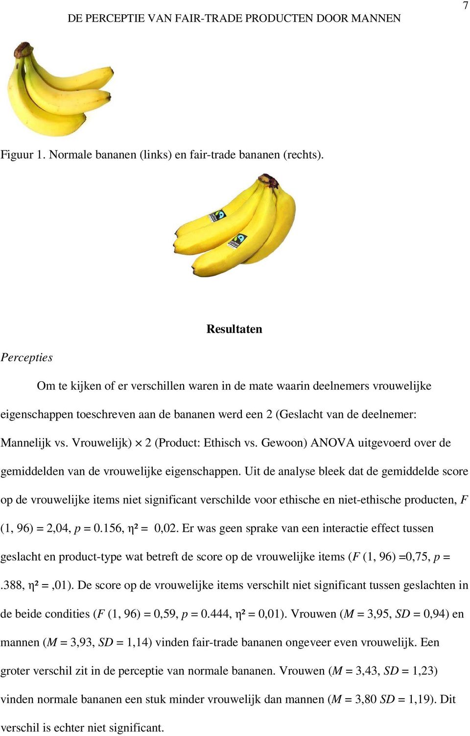 Vrouwelijk) 2 (Product: Ethisch vs. Gewoon) ANOVA uitgevoerd over de gemiddelden van de vrouwelijke eigenschappen.