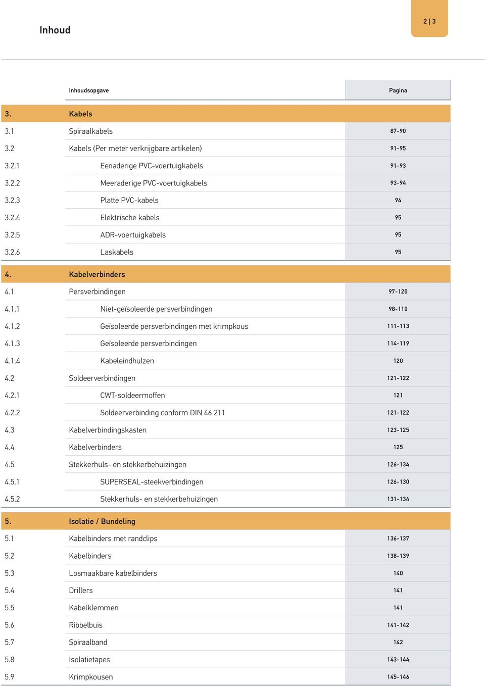 1.3 Geïsoleerde persverbindingen 114-119 4.1.4 Kabeleindhulzen 120 4.2 Soldeerverbindingen 121-122 4.2.1 CWT-soldeermoffen 121 4.2.2 Soldeerverbinding conform DIN 46 211 121-122 4.