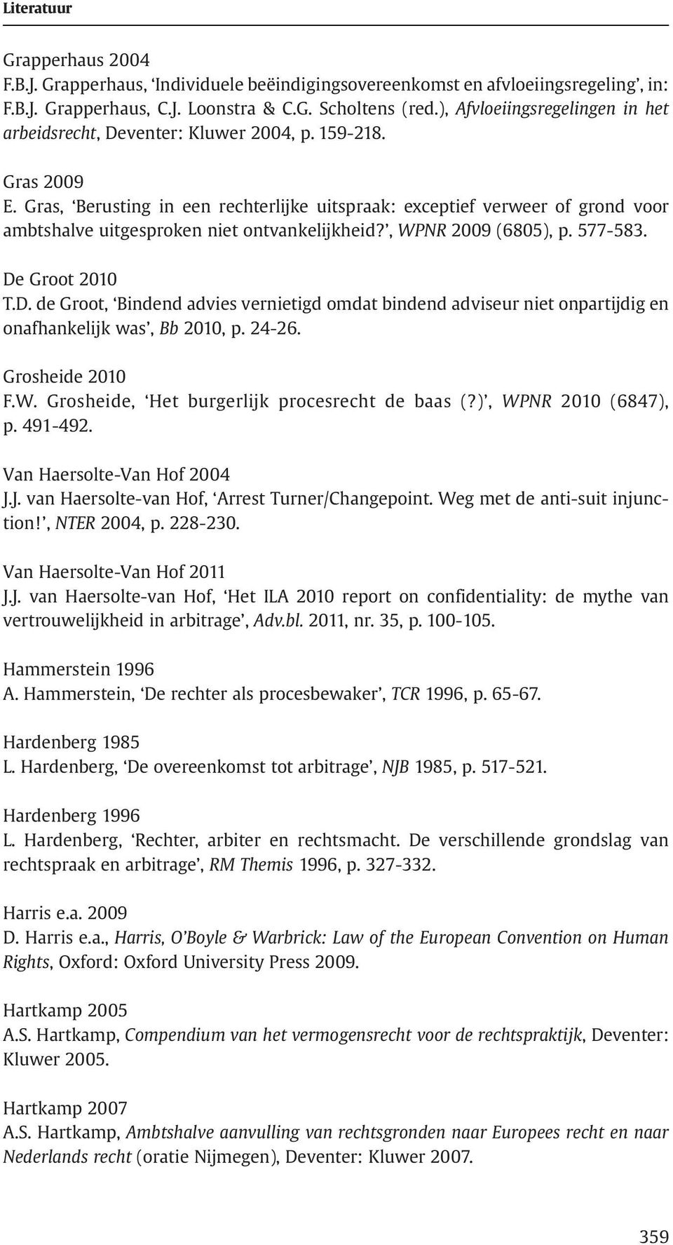 Gras, Berusting in een rechterlijke uitspraak: exceptief verweer of grond voor ambtshalve uitgesproken niet ontvankelijkheid?, WPNR 2009 (6805), p. 577-583. De