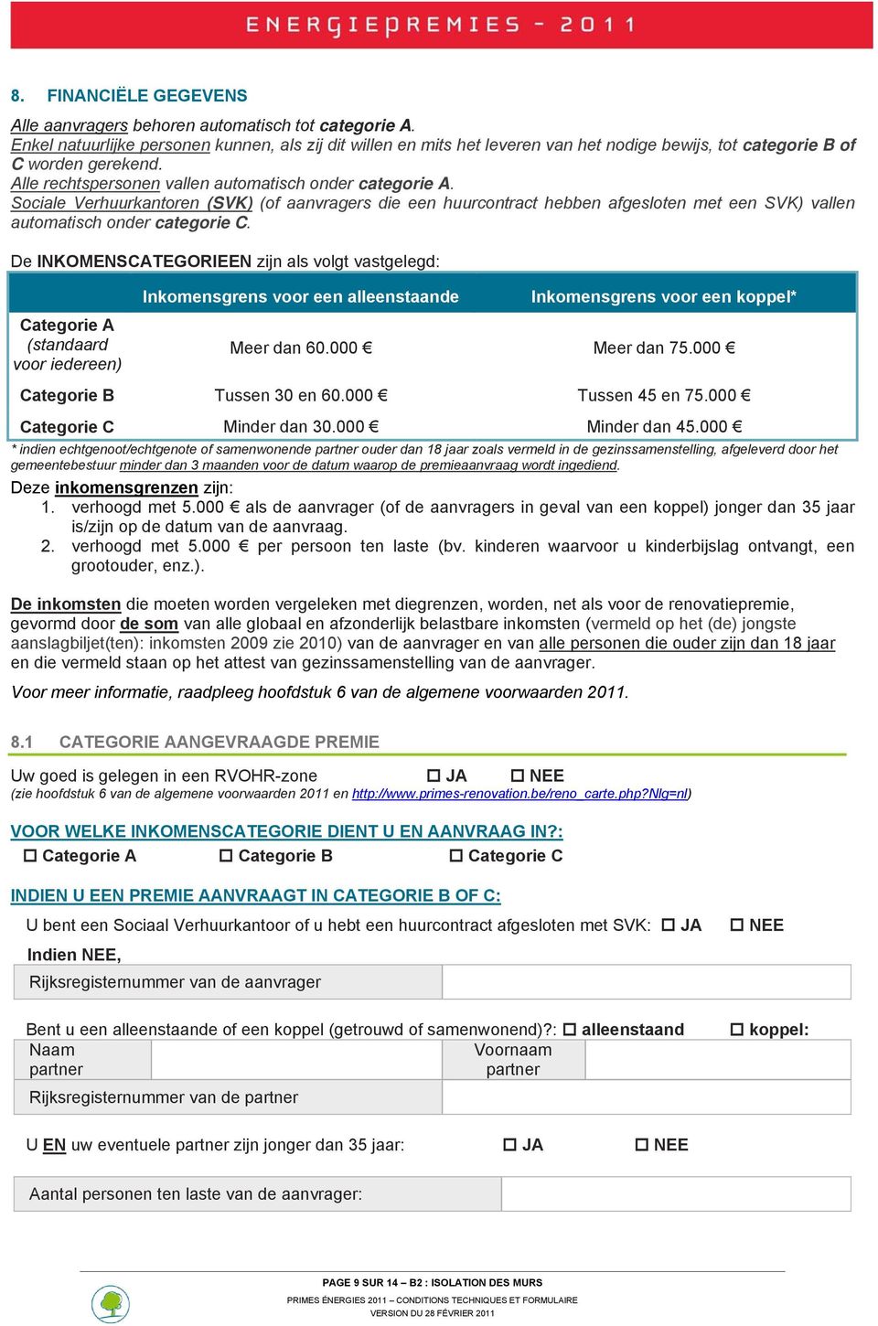 Sociale Verhuurkantoren (SVK) (of aanvragers die een huurcontract hebben afgesloten met een SVK) vallen automatisch onder categorie C.