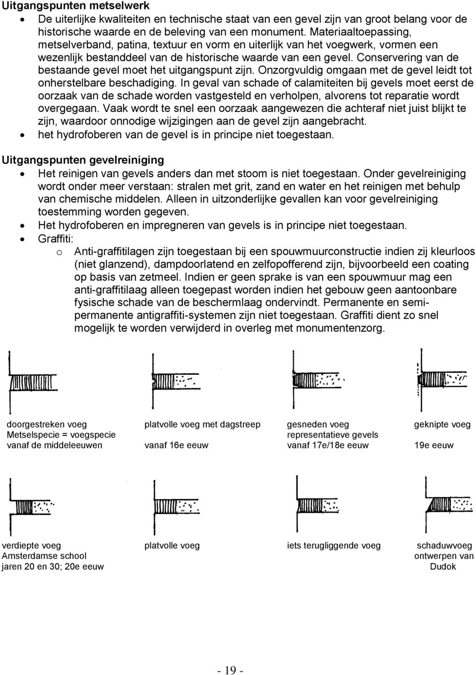 Conservering van de bestaande gevel moet het uitgangspunt zijn. Onzorgvuldig omgaan met de gevel leidt tot onherstelbare beschadiging.