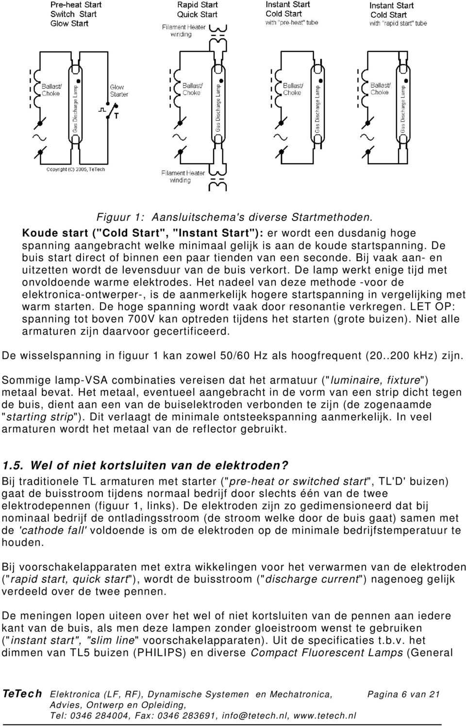 Het nadeel van deze methode -voor de elektronica-ontwerper-, is de aanmerkelijk hogere startspanning in vergelijking met warm starten. De hoge spanning wordt vaak door resonantie verkregen.