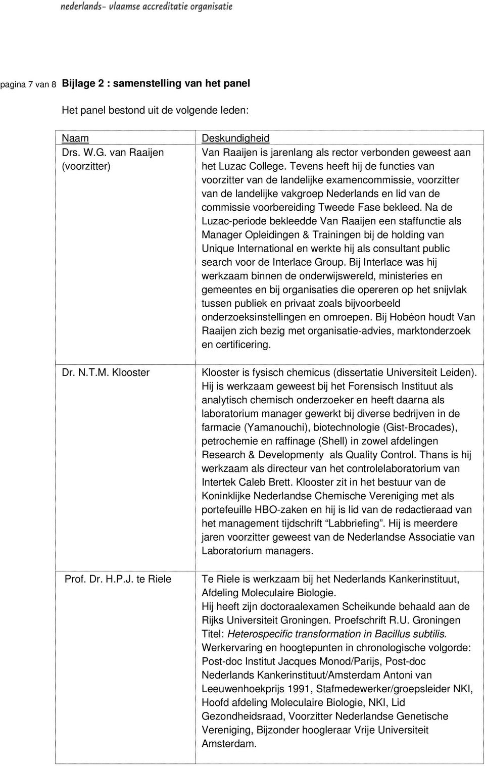 Tevens heeft hij de functies van voorzitter van de landelijke examencommissie, voorzitter van de landelijke vakgroep Nederlands en lid van de commissie voorbereiding Tweede Fase bekleed.