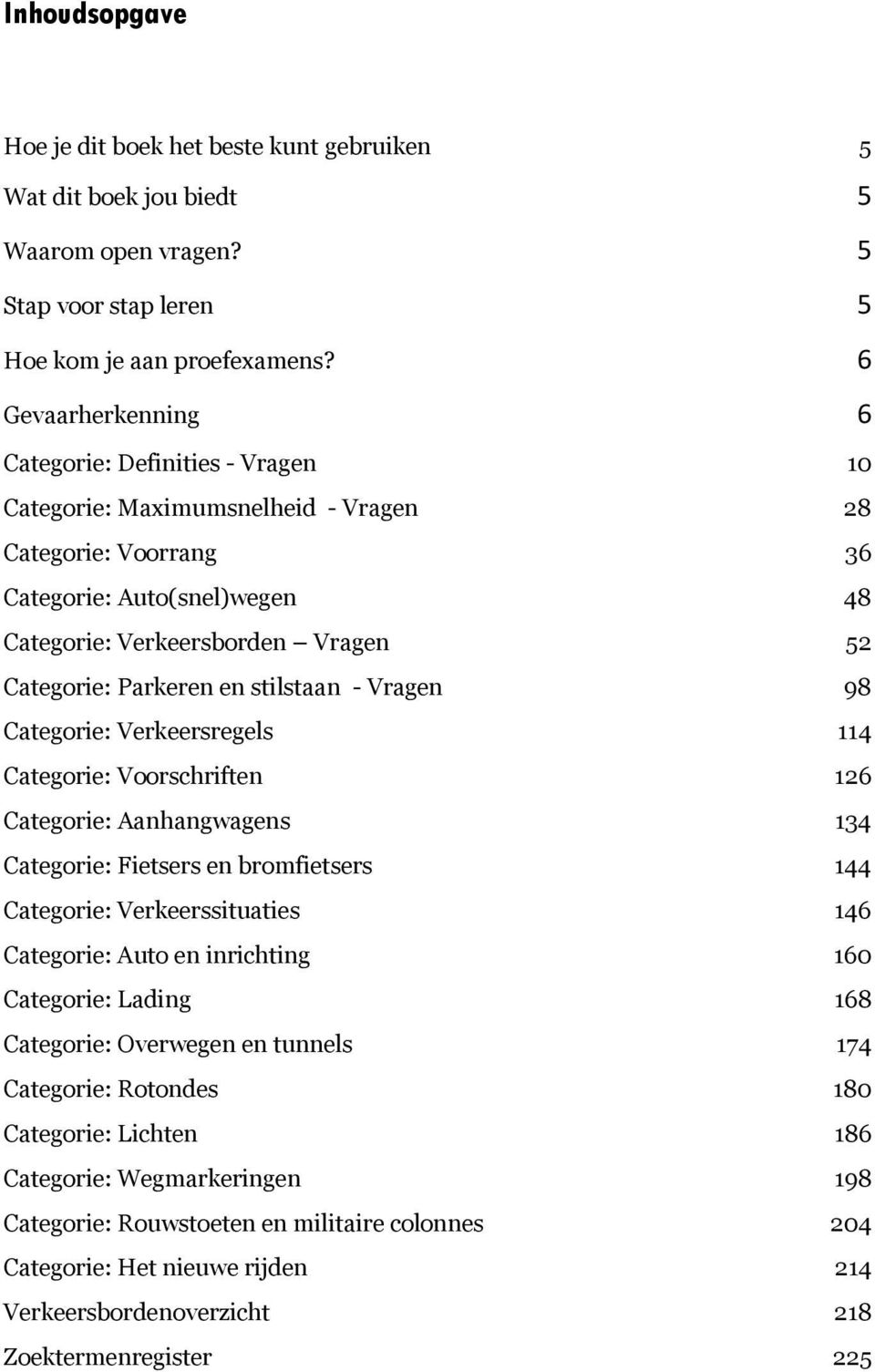 Parkeren en stilstaan - Vragen 98 Categorie: Verkeersregels 114 Categorie: Voorschriften 126 Categorie: Aanhangwagens 134 Categorie: Fietsers en bromfietsers 144 Categorie: Verkeerssituaties 146