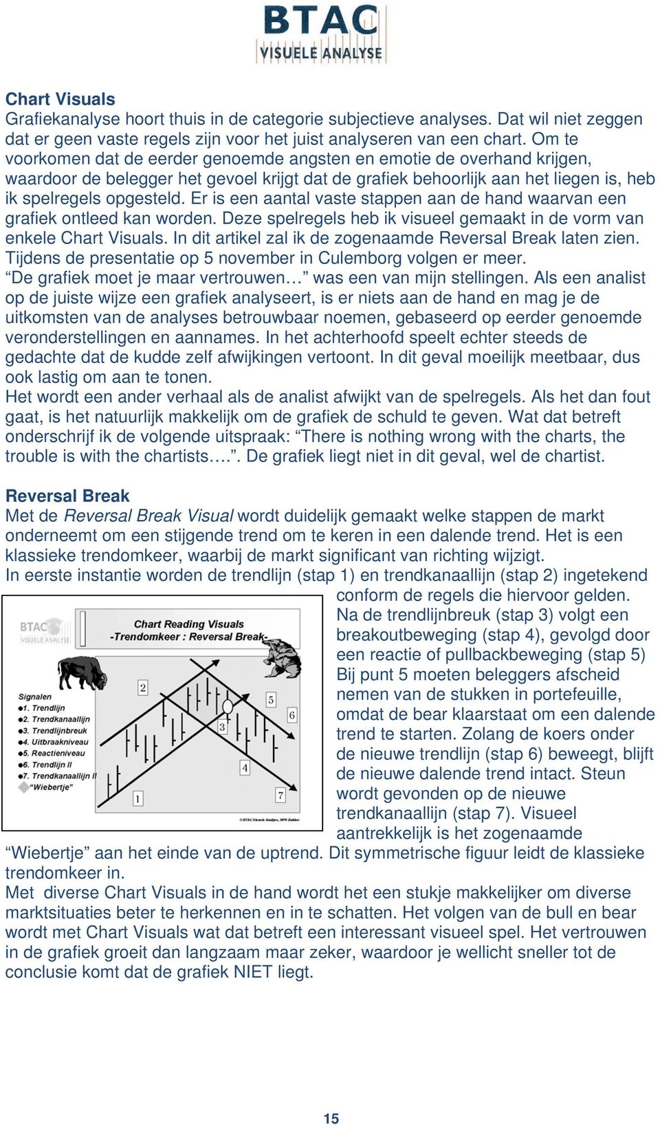 Er is een aantal vaste stappen aan de hand waarvan een grafiek ontleed kan worden. Deze spelregels heb ik visueel gemaakt in de vorm van enkele Chart Visuals.