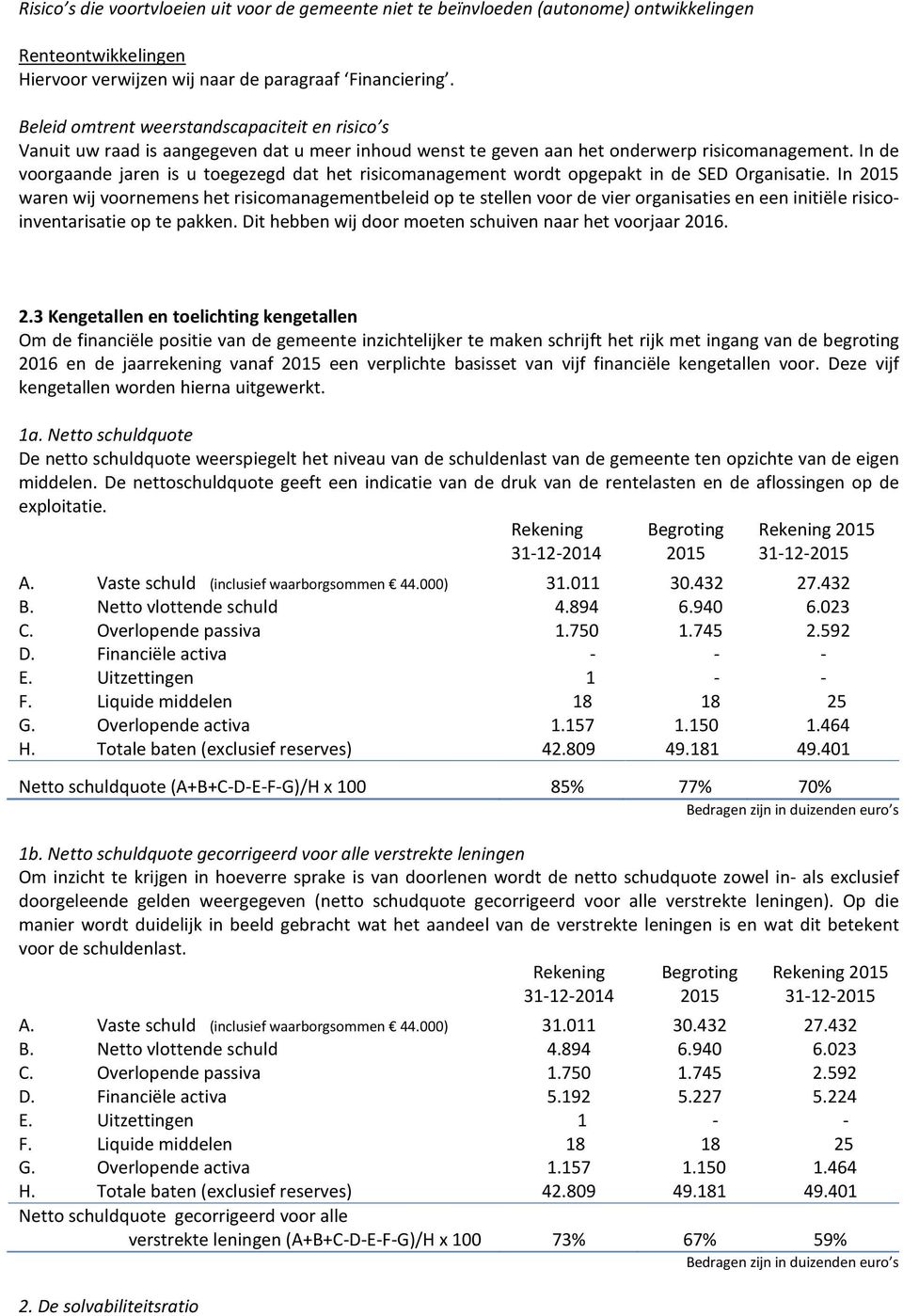 In de voorgaande jaren is u toegezegd dat het risicomanagement wordt opgepakt in de SED Organisatie.