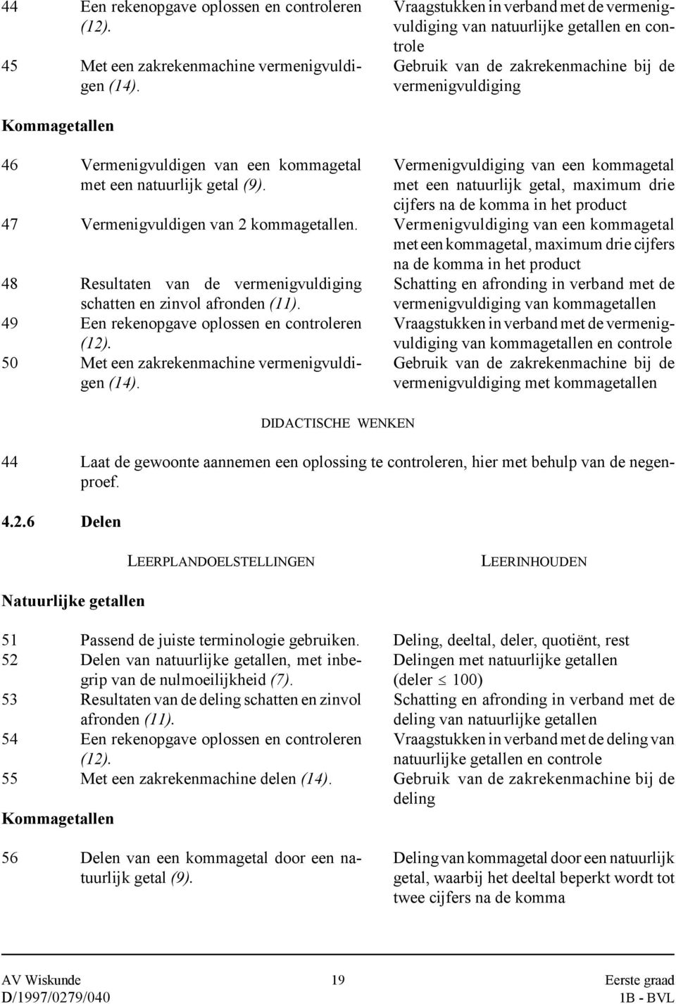 een natuurlijk getal (9). Vermenigvuldiging van een kommagetal met een natuurlijk getal, maximum drie cijfers na de komma in het product 47 Vermenigvuldigen van 2 kommagetallen.