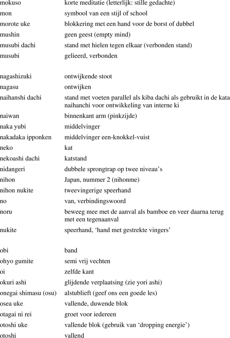 nukite ontwijkende stoot ontwijken stand met voeten parallel als kiba dachi als gebruikt in de kata naihanchi voor ontwikkeling van interne ki binnenkant arm (pinkzijde) middelvinger middelvinger