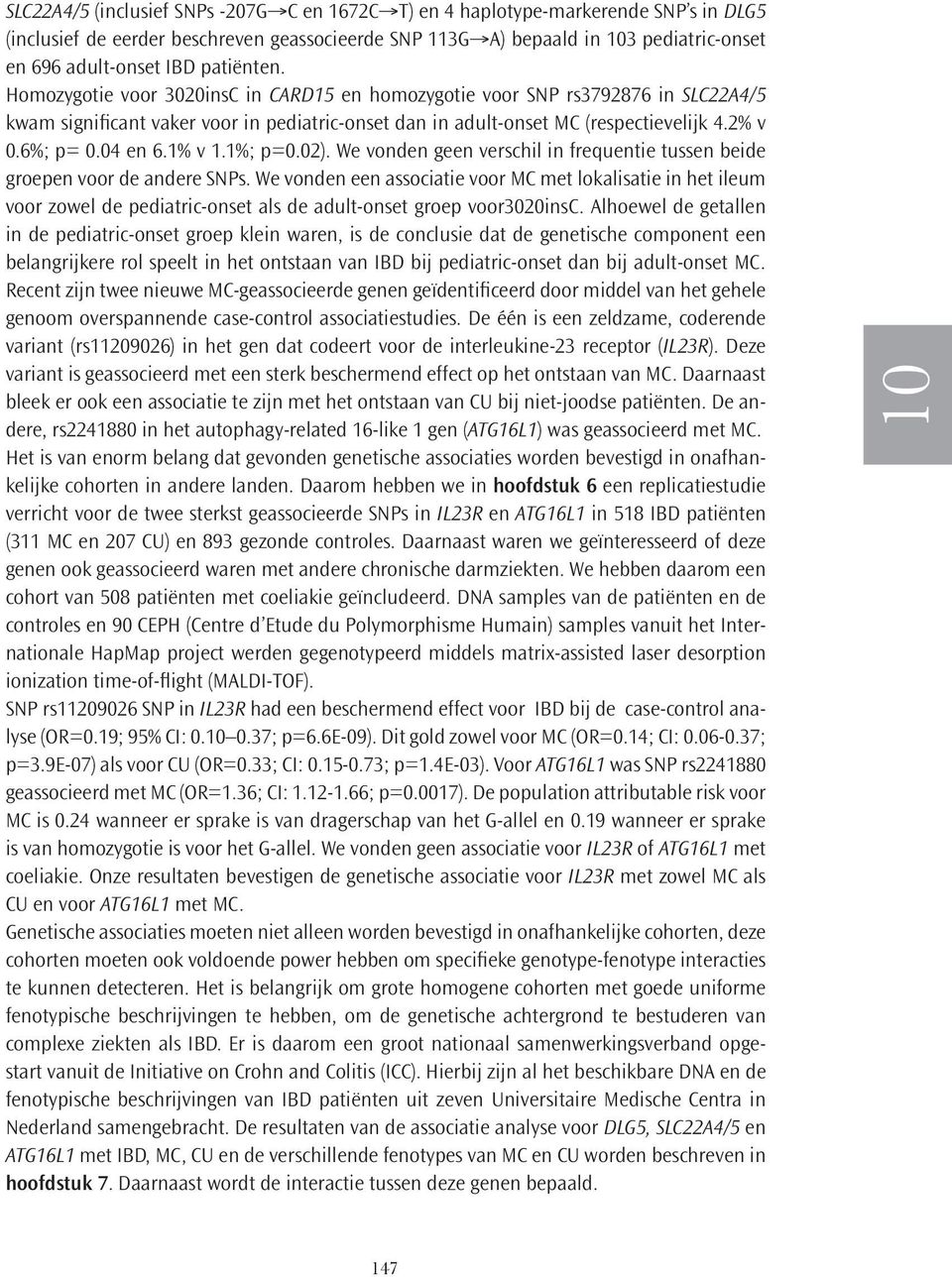 04 en 6.1% v 1.1%; p=0.02). We vonden geen verschil in frequentie tussen beide groepen voor de andere SNPs.