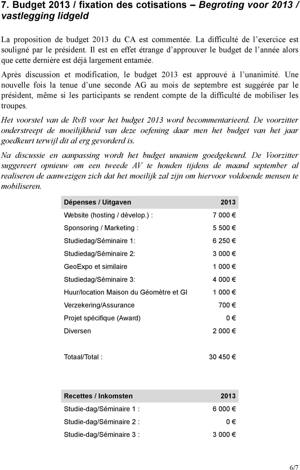 Une nouvelle fois la tenue d une seconde AG au mois de septembre est suggérée par le président, même si les participants se rendent compte de la difficulté de mobiliser les troupes.